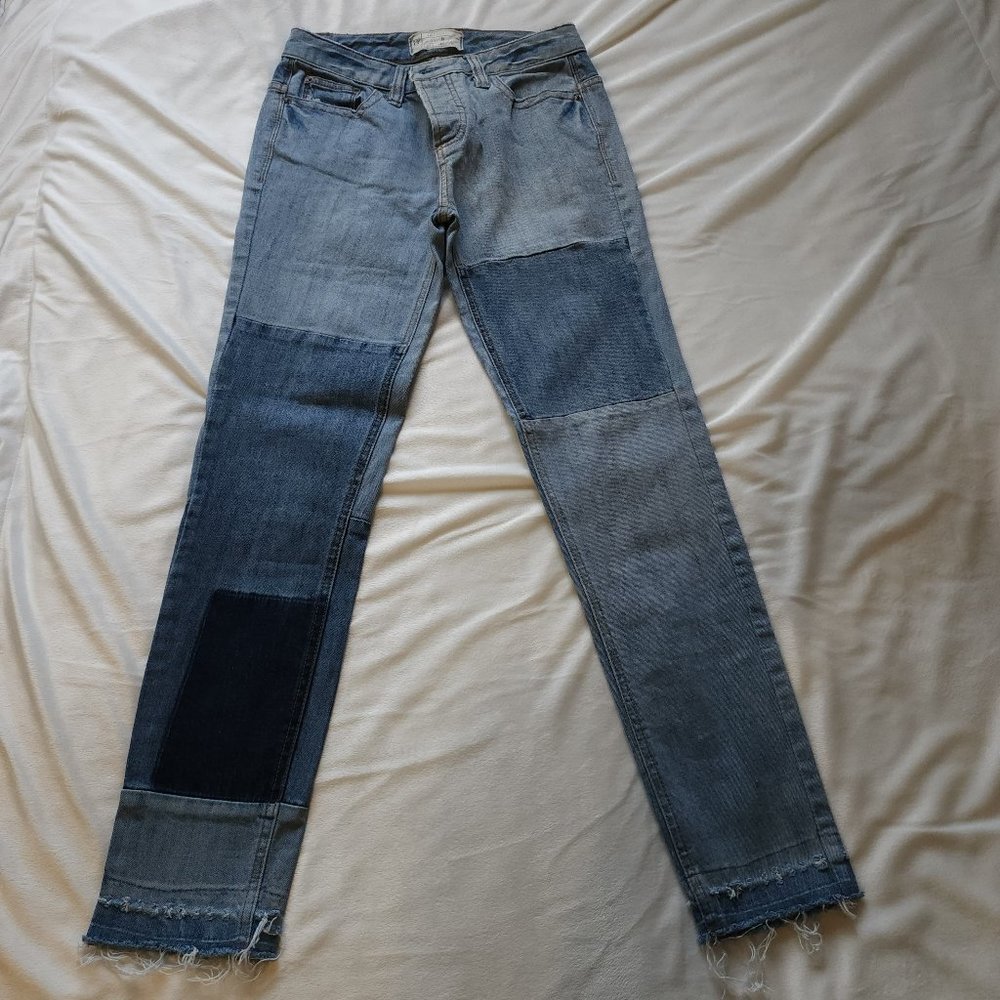 Free People Jean- Color Blue color block with Patch details- Size 26